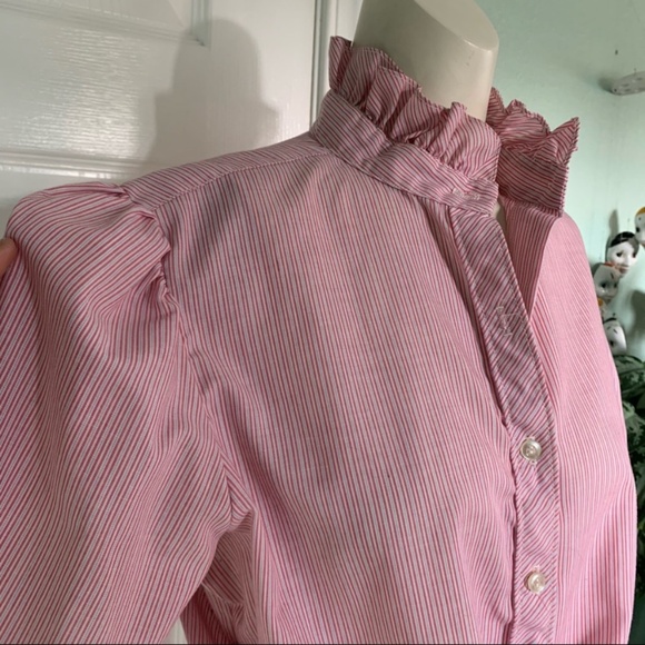 Vintage Notations stripes ruffle collar blouse - Picture 2 of 8